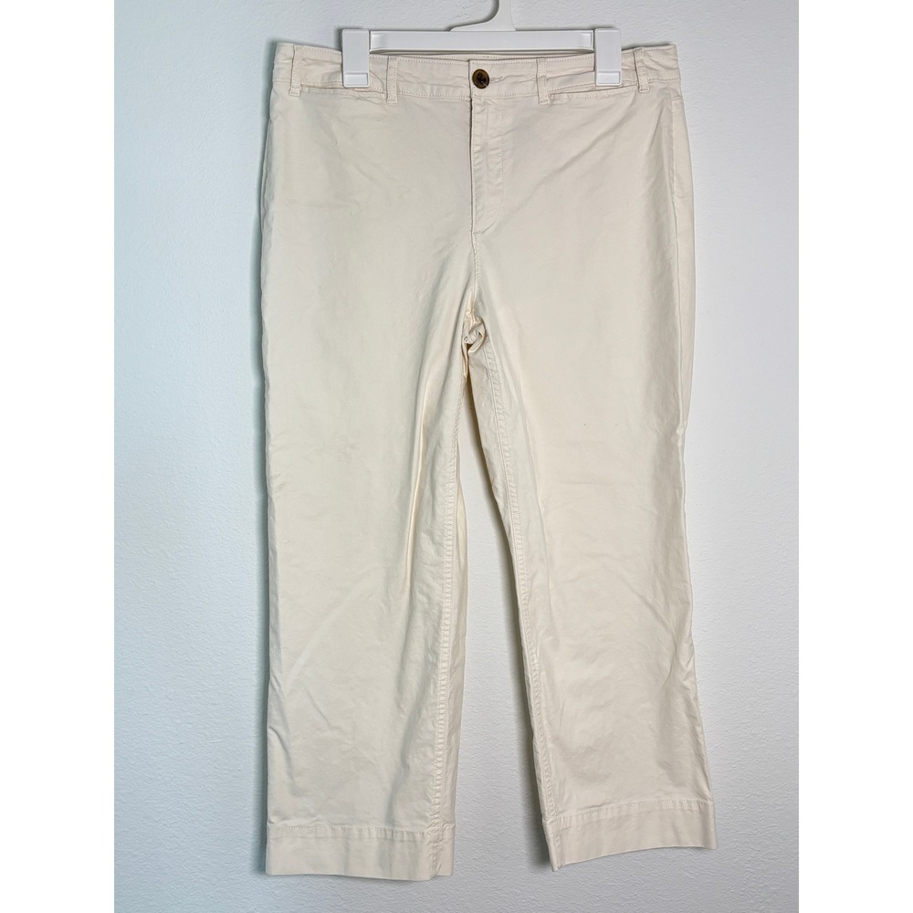 Old Navy Womens Cream Chino Pants Straight Leg Size 14 Off White Trousers